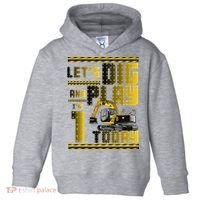 Let's Dig And Play I'm 1 Today 1st Birthday Party Excavator Toddler Hoodie thumb 0