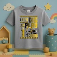 Let's Dig And Play I'm 1 Today 1st Birthday Party Excavator Toddler T-Shirt thumb 3
