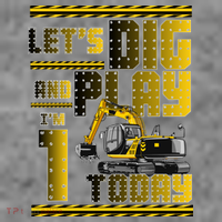 Let's Dig And Play I'm 1 Today 1st Birthday Party Excavator Toddler T-Shirt thumb 4