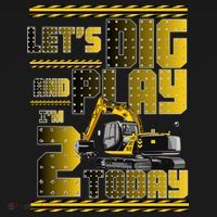Let's Dig And Play I'm 2 Today 2nd Birthday Party Excavator Baby Bodysuit thumb 2