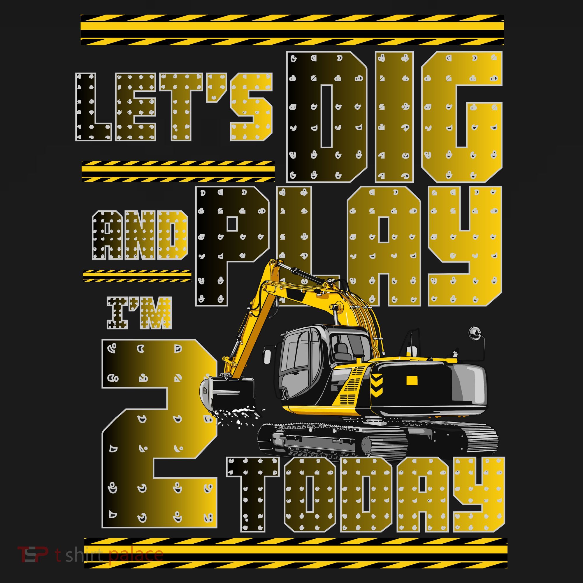 Let's Dig And Play I'm 2 Today 2nd Birthday Party Excavator Toddler Hoodie