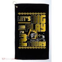 Let's Dig And Play I'm 2 Today 2nd Birthday Party Excavator Golf Towel thumb 0