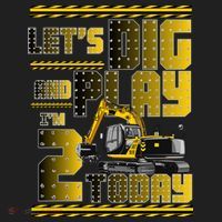 Let's Dig And Play I'm 2 Today 2nd Birthday Party Excavator Golf Towel thumb 3