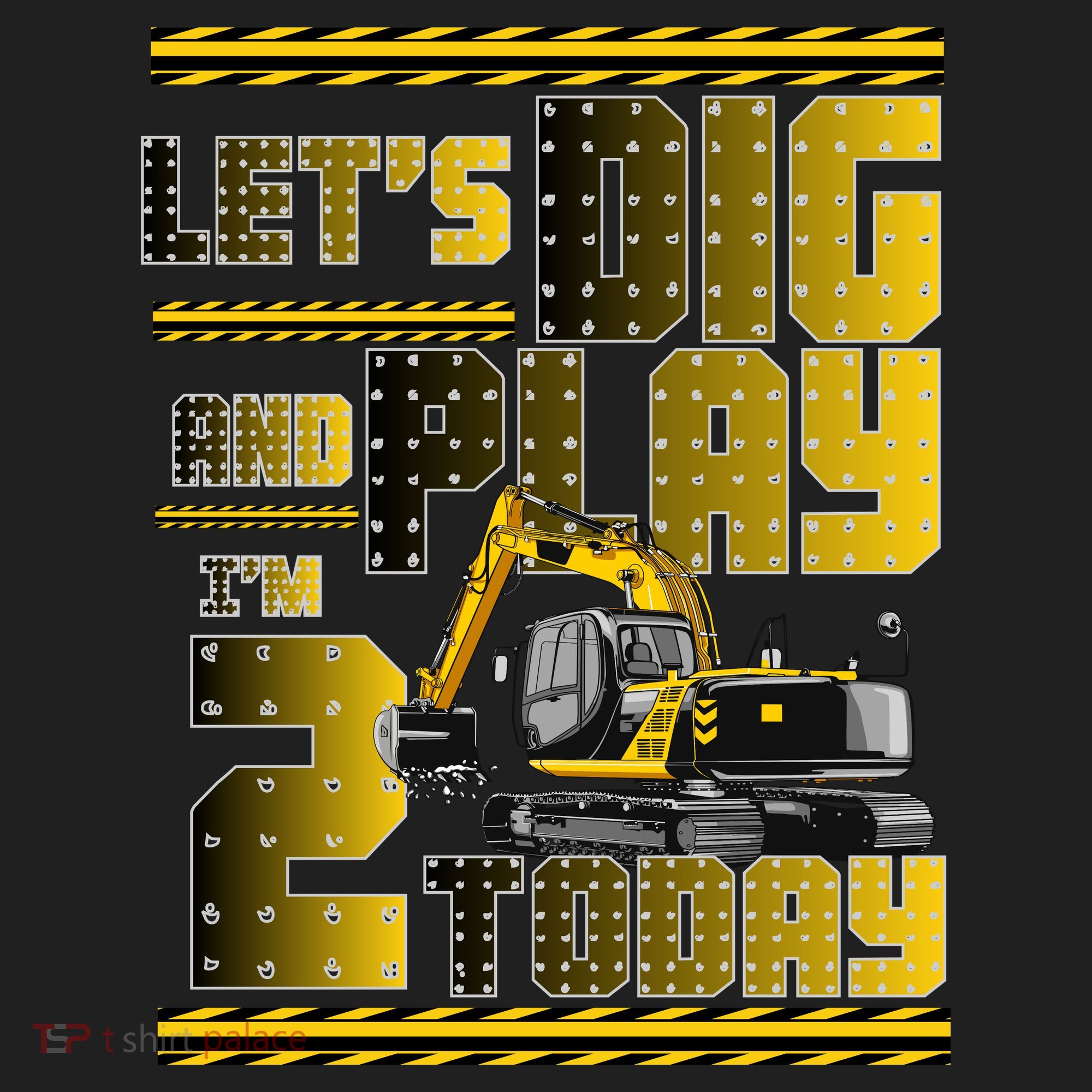 Let's Dig And Play I'm 2 Today 2nd Birthday Party Excavator Golf Towel