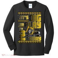 Let's Dig And Play I'm 2 Today 2nd Birthday Party Excavator Kids Long Sleeve Shirt thumb 0