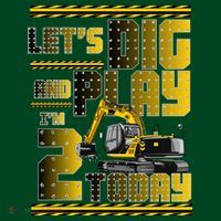 Let's Dig And Play I'm 2 Today 2nd Birthday Party Excavator Mousepad thumb 1