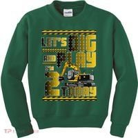 Let's Dig And Play I'm 2 Today 2nd Birthday Party Excavator Kids Sweatshirt thumb 0