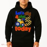 Let's Dig And Play I'm 5 Five Today 5th Birthday Party Excavator Hoodie thumb 2