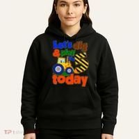 Let's Dig And Play I'm 5 Five Today 5th Birthday Party Excavator Hoodie thumb 5