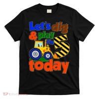 Let's Dig And Play I'm 5 Five Today 5th Birthday Party Excavator T-Shirt thumb 0