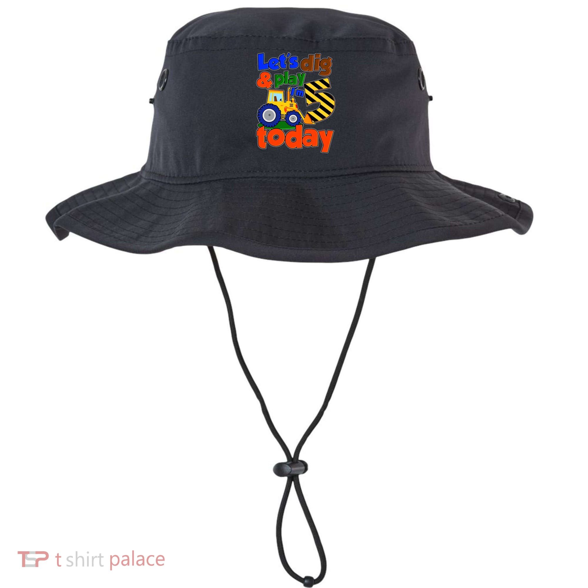 Let's Dig And Play I'm 5 Five Today 5th Birthday Party Excavator Bucket Hat