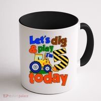 Let's Dig And Play I'm 5 Five Today 5th Birthday Party Excavator Coffee Mug thumb 1