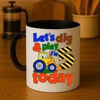 Let's Dig And Play I'm 5 Five Today 5th Birthday Party Excavator Coffee Mug thumb 4