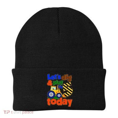Let's Dig And Play I'm 5 Five Today 5th Birthday Party Excavator Beanie