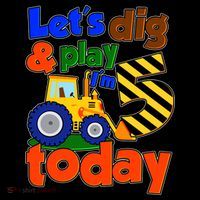 Let's Dig And Play I'm 5 Five Today 5th Birthday Party Excavator Women's Hoodie thumb 2