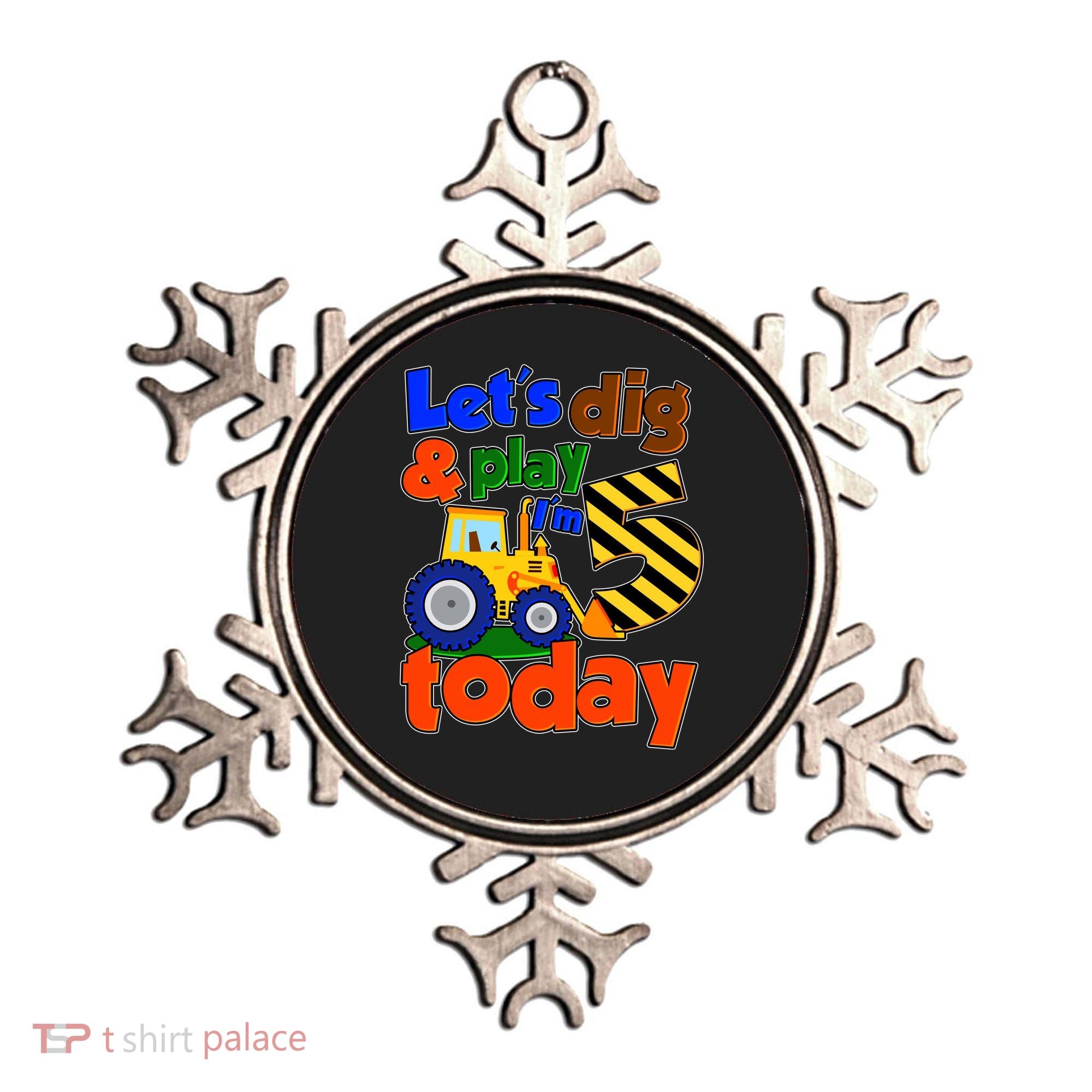 Let's Dig And Play I'm 5 Five Today 5th Birthday Party Excavator Ornament