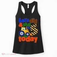 Let's Dig And Play I'm 5 Five Today 5th Birthday Party Excavator Women's Tank Top thumb 0