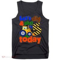 Let's Dig And Play I'm 5 Five Today 5th Birthday Party Excavator Tank Top thumb 0