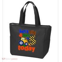 Let's Dig And Play I'm 5 Five Today 5th Birthday Party Excavator Tote Bag thumb 3