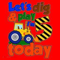 Let's Dig And Play I'm 5 Five Today 5th Birthday Party Excavator Santa Hat thumb 1