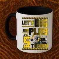 Let's Dig And Play I'm Five 5 Today 5th Birthday Party Excavator Coffee Mug thumb 2