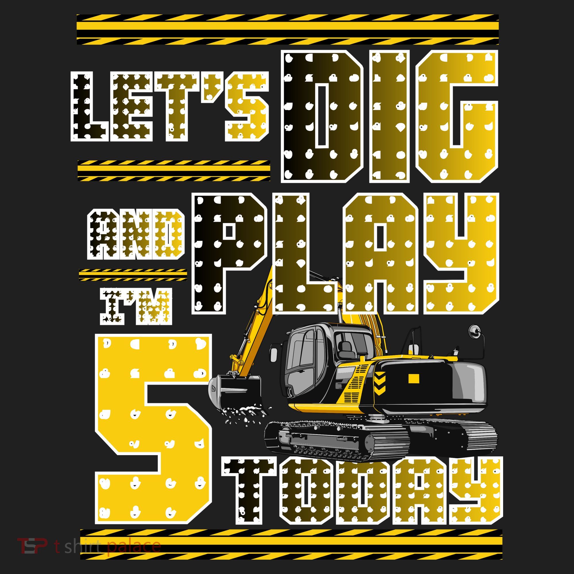 Let's Dig And Play I'm Five 5 Today 5th Birthday Party Excavator Beanie