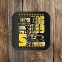 Let's Dig And Play I'm Five 5 Today 5th Birthday Party Excavator Coaster thumb 0