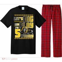 Let's Dig And Play I'm Five 5 Today 5th Birthday Party Excavator Pajama Set thumb 0