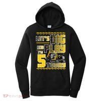 Let's Dig And Play I'm Five 5 Today 5th Birthday Party Excavator Women's Hoodie thumb 0