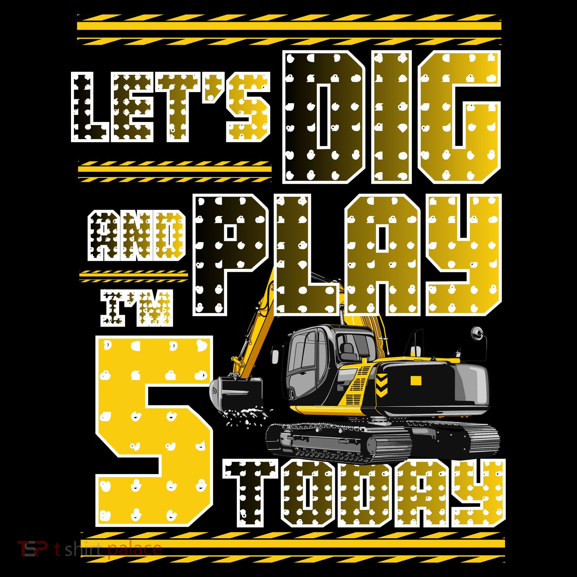 Let's Dig And Play I'm Five 5 Today 5th Birthday Party Excavator Women's Hoodie