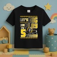 Let's Dig And Play I'm Five 5 Today 5th Birthday Party Excavator Toddler T-Shirt thumb 3