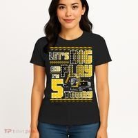 Let's Dig And Play I'm Five 5 Today 5th Birthday Party Excavator Women's T-Shirt thumb 4