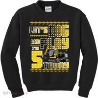 Let's Dig And Play I'm Five 5 Today 5th Birthday Party Excavator Kids Sweatshirt thumb 0