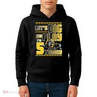 Let's Dig And Play I'm Five 5 Today 5th Birthday Party Excavator Kids Hoodie thumb 4