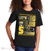 Let's Dig And Play I'm Five 5 Today 5th Birthday Party Excavator Kids T-Shirt thumb 2