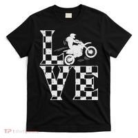 Love Dirt Bike Girl Checkered Flag Motocross Track Race Gift T-Shirt thumb 0