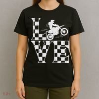 Love Dirt Bike Girl Checkered Flag Motocross Track Race Gift T-Shirt thumb 4