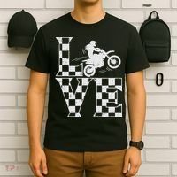 Love Dirt Bike Girl Checkered Flag Motocross Track Race Gift T-Shirt thumb 6