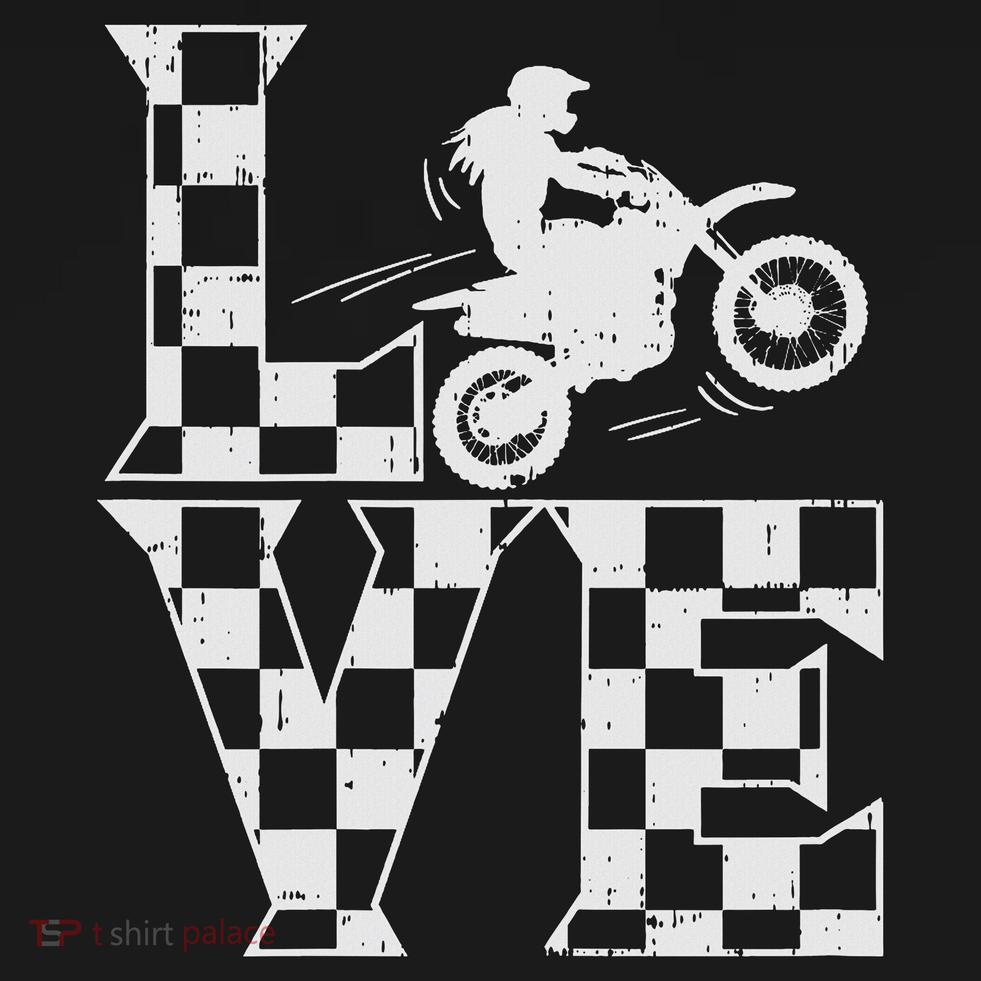 Love Dirt Bike Girl Checkered Flag Motocross Track Race Gift T-Shirt