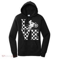 Love Dirt Bike Girl Checkered Flag Motocross Track Race Gift Women's Hoodie thumb 0