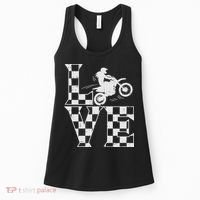 Love Dirt Bike Girl Checkered Flag Motocross Track Race Gift Women's Tank Top thumb 0