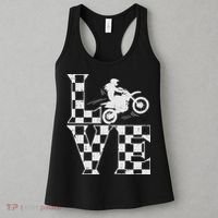 Love Dirt Bike Girl Checkered Flag Motocross Track Race Gift Women's Tank Top thumb 3
