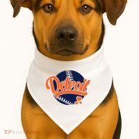 Love Detroit Baseball USA-Made Doggie Bandana thumb 1