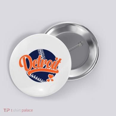 Love Detroit Baseball Button