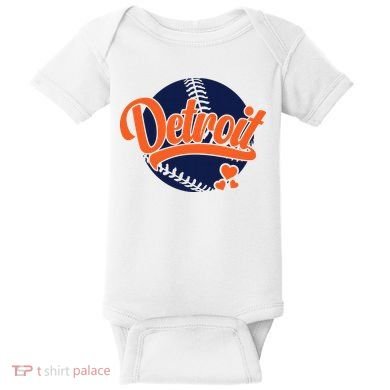 Love Detroit Baseball Baby Bodysuit