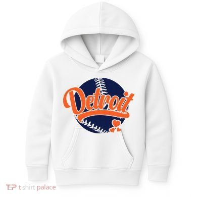 Love Detroit Baseball Kids Hoodie