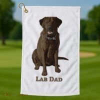 Lab Dad Chocolate Labrador Retriever Dog Lover Golf Towel thumb 1