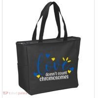 Love Doesnt Count Chromosome Down Syndrome Tote Bag thumb 2