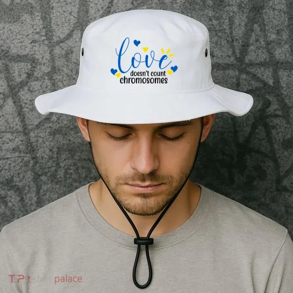 Love Doesnt Count Chromosome Down Syndrome Bucket Hat