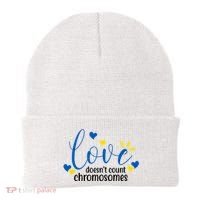Love Doesnt Count Chromosome Down Syndrome Beanie thumb 0
